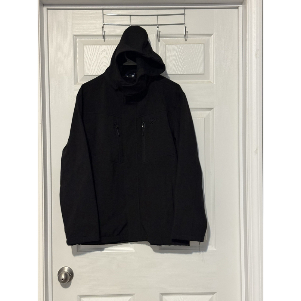 Reebok Designer Black Soft Shell Kids' Unisex Hooded Jacket Sz 18/20 Xl Coat EUC